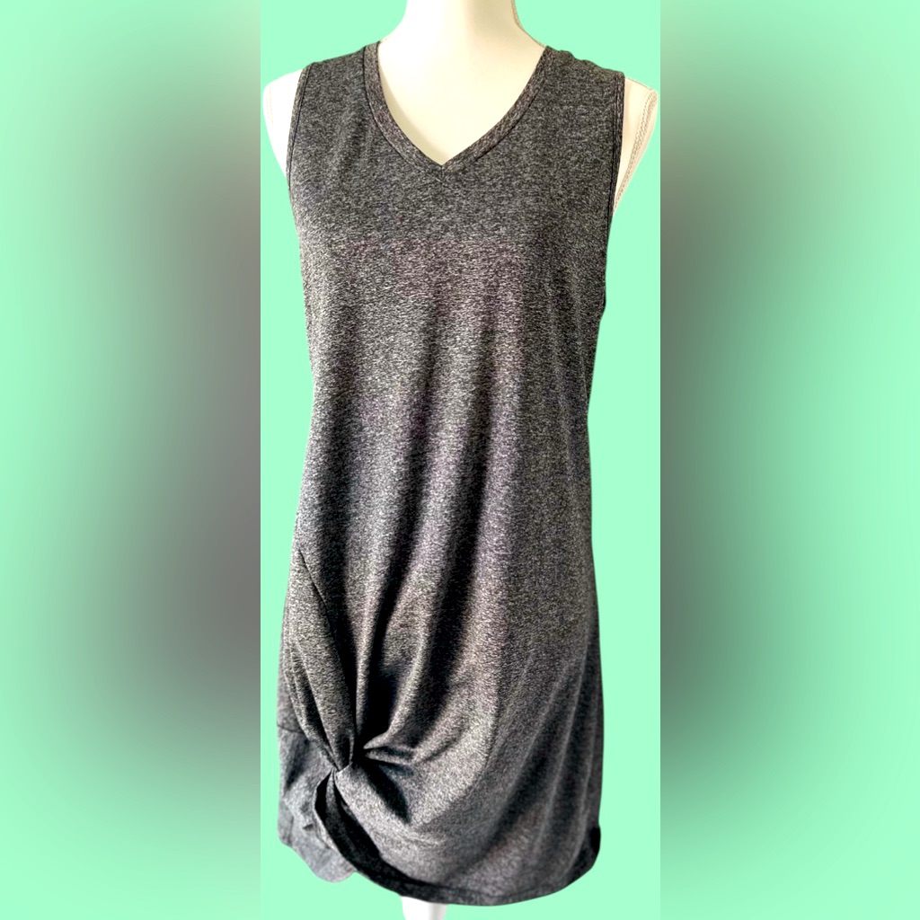 Gray Ruched Mini Dress Tank Top Style